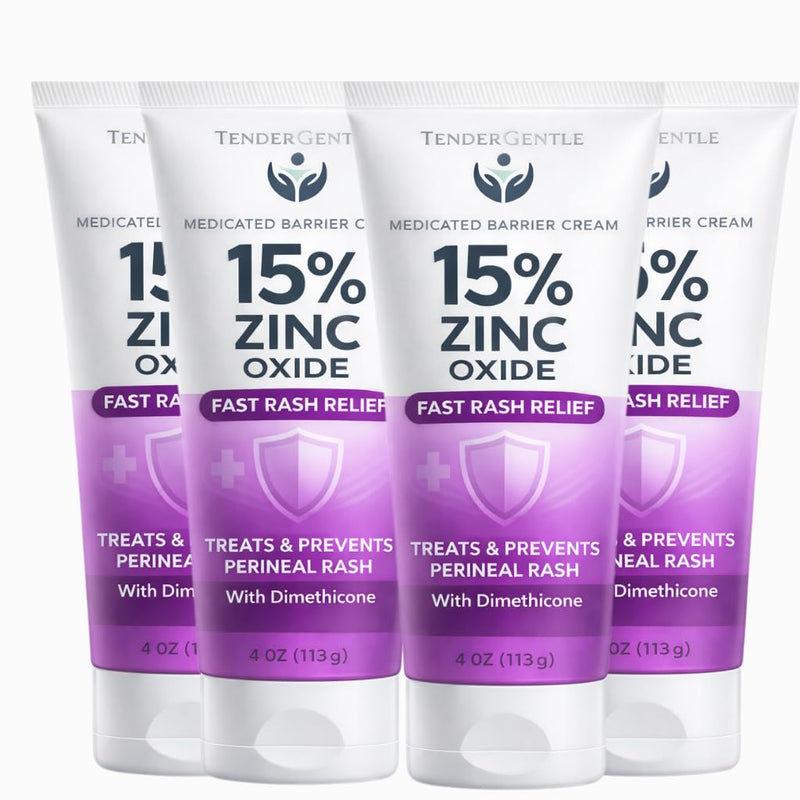 Zinc and Dimethicone Cream, 4oz - 4 Pack of Medicated Barrier Rash Cream for Minor Cuts, Scrapes, and Burns - Good for Diaper Rashes 16 Ounce (4 Pack)