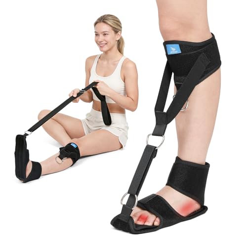 Plantar Fasciitis Night Splint KIT | All-in-One Rehab Support — Elastic Training, Stretching Aid & Secure Fixation Brace | Adjustable Foot Drop, Heel Spur Pain and Achilles Tendonitis Relief Brace For Women & Men, Day Night (1, Black, One Size) 1