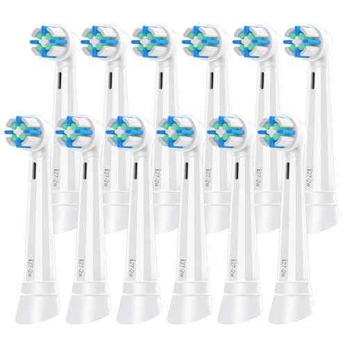 iO 12 PCS Replacement Heads Compatible with Oral B iO 2 3 4 5 6 7 8 9 10 Deep Clean Series Electric Toothbrush, Brush Heads with Medium-Hard Bristles Compatible with Oral B IO (White) White 12 Count (Pack of 1)