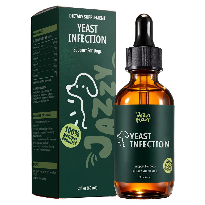 Yeast Infection Treatment for Dogs with Omega-3 & Zinc – Soothing Skin Supplement for Dogs Itching, Flaking & Dry Skin - Potent Fatty Acids, Vitamins A & E - Natural Yeast Support Liquid, 60 mL