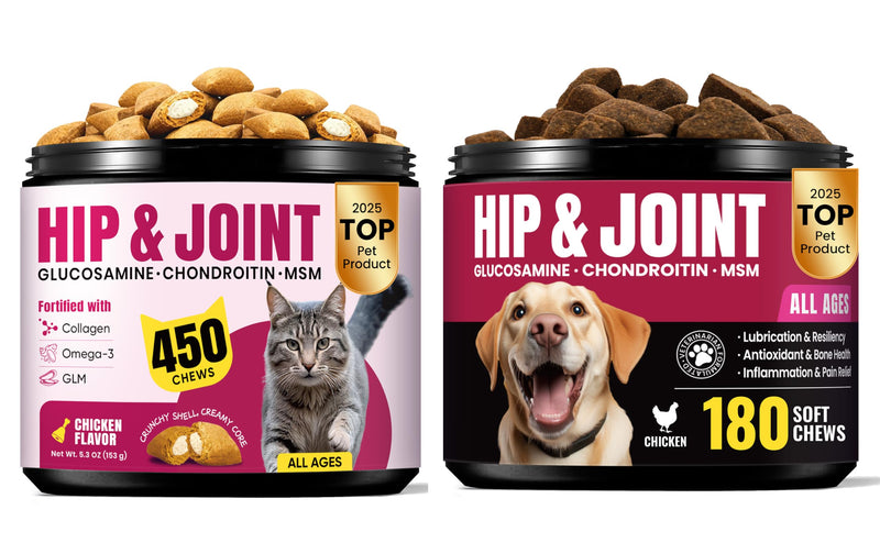 Multi-Pet Joint Support Bundle – Cat Joint Creamy Treats with Dog Joint Soft Chews for Mobility & Comfort