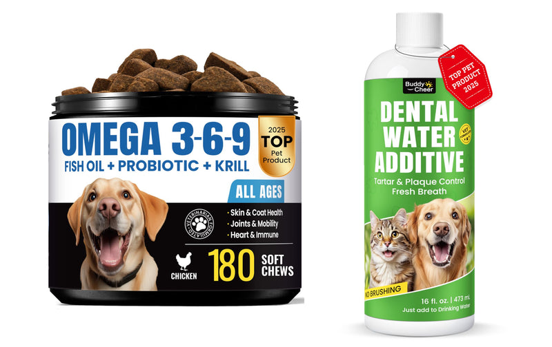 Skin & Oral Rinse Bundle for Dogs – Omega-3 Chews + Dental Water Additive