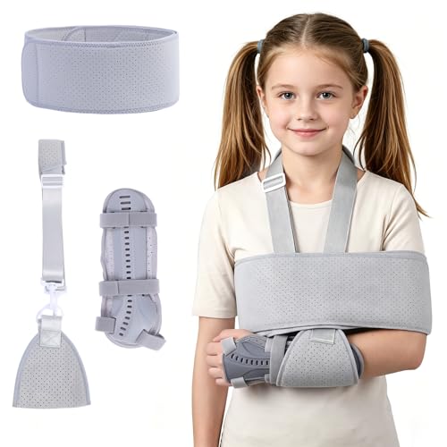 3-in-1 Kids Wrist Support Belt Set, Hand Wrist Brace for Kids with Sling & Immobilization Strap, Adjustable Buckle Fracture Wrist Splint for Kids, Left & Right Available(Right hand) Right hand