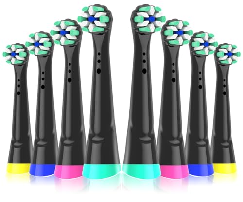 8PCS iO Replacement Brush Heads Compatible with Oral b i0 2/3/4/5/6/7/8/9/10 Series Electric Toothbrushes, Black Medium