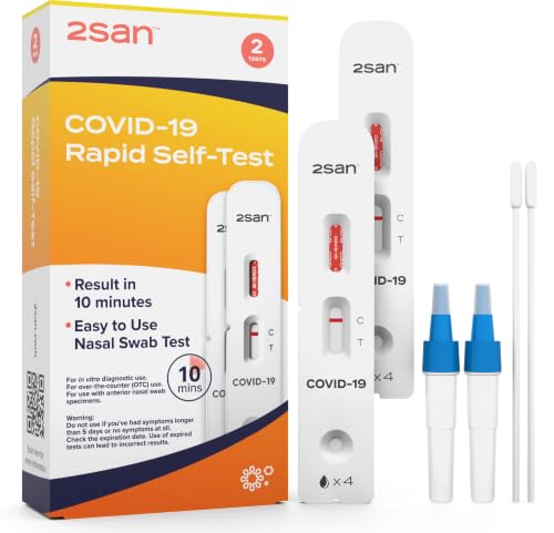 2San COVID-19 Home Test, Antigen Rapid Test, Results in 10 Minutes, FDA Cleared, Covid Test Kit at Home, Easy to Use Nasal Swab for Home (2 Pack) 1