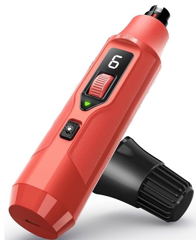7-Speed Dog Nail Grinder with LED Light – Ultra Quiet Electric Pet Nail Trimmer for Large Dogs & Cats – Professional Grooming Tool with Dust Collector, One-Hand Speed Control & Instant Stop Safety Red - BeesActive Australia