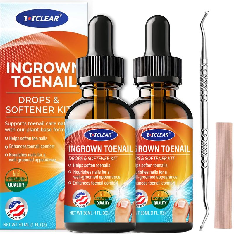 Ingrown Toenail Relief: Ingrown Toenail Drops - Ingrown Toenail Removal Kit - Toe Ingrown Nail - In Grown Toenail - Ingrown Toenail Tool - Easy Effective Solution for Ingrown Toenails - 2 Pack 1 Fl Oz (Pack of 2)