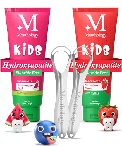 Mouthology Kid's Toothpaste (Strawberry and Watermelon) and Kid's Tongue Scraper