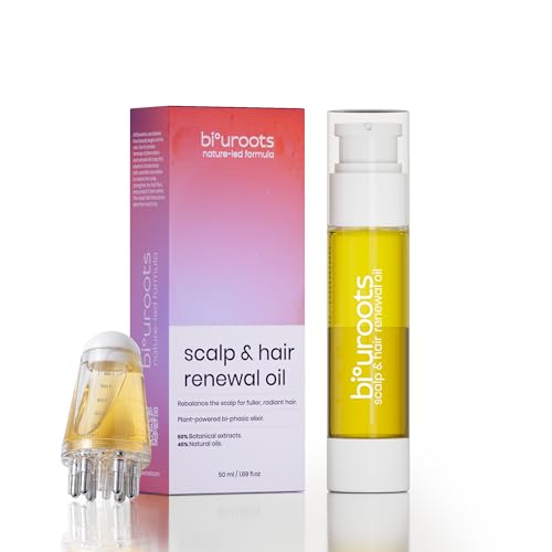 Scalp & Hair Renewal Oil – Rosemary & Peppermint Hair Oil for Dry & Itchy Scalp Care, Lightweight Hydrating Scalp Oil with Applicator, Bi-Phasic Botanical Blend Shine, Smoothness & Scalp Care – 50ml