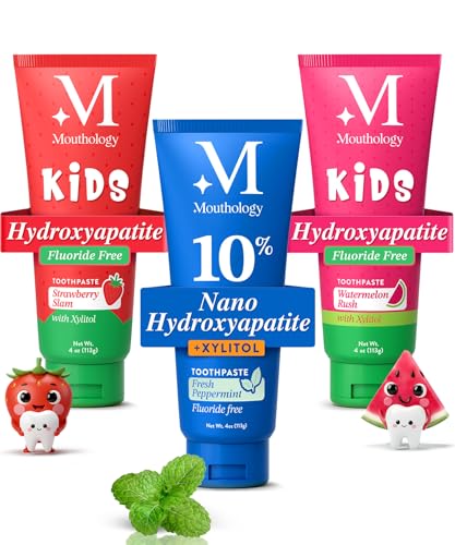 Mouthology Kid's Toothpaste (Strawberry and Watermelon) and 10% Nano Hydroxyapatite Toothpaste (Fluoride Free)