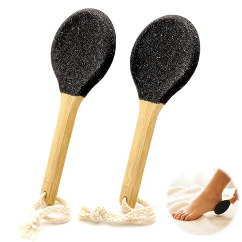 Curved Pumice Stone Foot File 2-Pack with Bamboo Handle