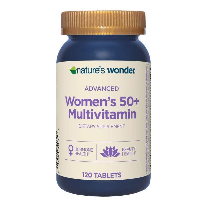 Nature's Wonder Advanced Women's 50+ Multivitamin, Vitamin D3, 120 Tablets | Daily Essential B Vitamins & Multiminerals for Energy, Lutein, Cranberry, Biotin for Eye, Urinary & Skin Health, Gluten-Free