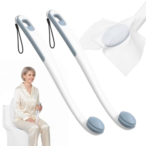 Toilet Aids for Wiping Bottom for Elderly & Limited Mobility – 16.5" Ergonomic Bottom Buddy Wiping Aid with Secure Clamp, Butt Wiper Tool for Women & Men, Waterproof Easy-Clean
