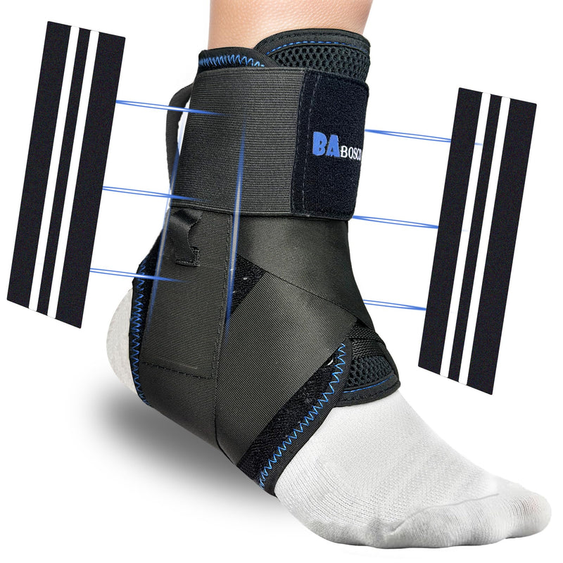 Ultra Thin Ankle Brace for Women Men, Adjustable Figure 8 Lace Up Support for Sprained Ankle, Achilles Tendonitis, Breathable Stabilizer for Running, Basketball, Volleyball & Daily Wear, M Medium Black