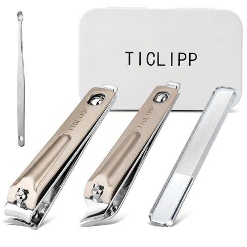 Heavy-Duty Stainless Steel Toenail Clippers Set with Built-in File, Sharp Precision Nail Cutter & Fingernail Trimmer for Men Women Seniors Thick Nails Daily Use 3 PCS