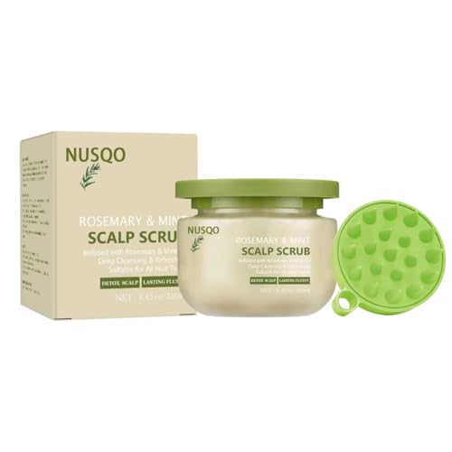 Scalp Scrub for Dandruff & Oily Hair with Rosemary & Mint – 2-in-1 Exfoliating Treatment to Remove Buildup, Relieve Itchy Scalp & Promote Hair Growth, Includes Silicone Scalp Massager Brush