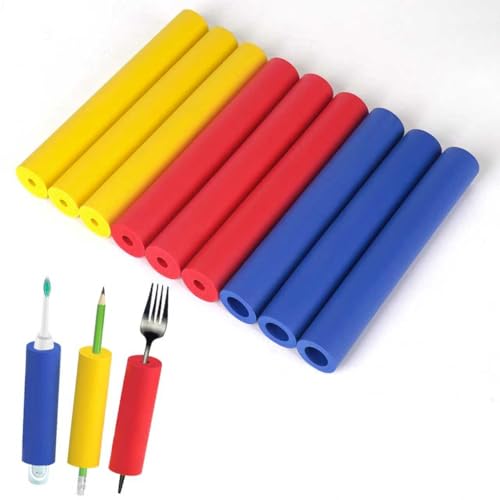 9PCS Foam Grip Tubing 6pcs Adaptive Utensils Grip Tubing, Extended Thickened Built Up Grip Aid for Utensils, Tools and Pens for Elderly, Disabled, Arthritic, Handicapped 9