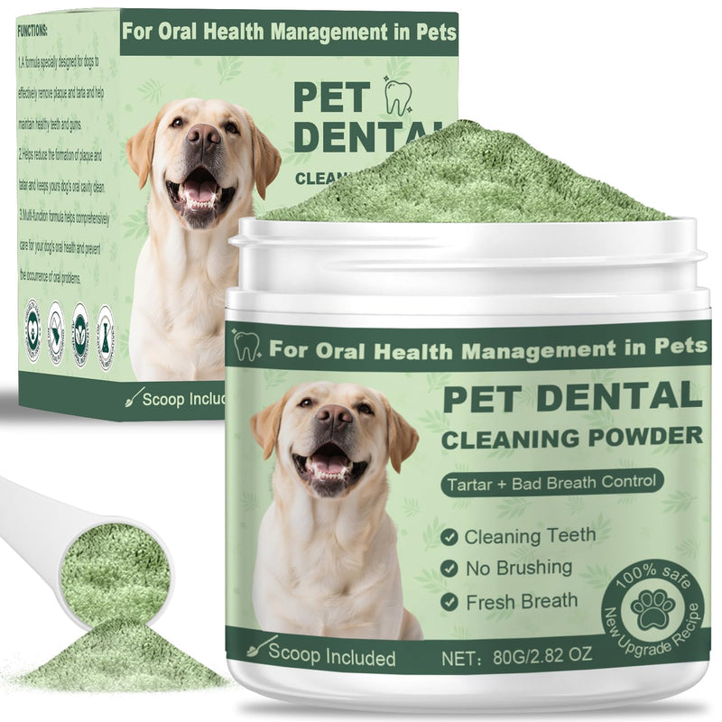 Dog Teeth Cleaning Powder, Dog Dental Powder, Dog Dental Care, Targets Tartar & Bad Breath & Reduces Plaque, Dental Powder for Dog Teeth Cleaning, Green