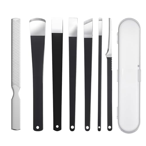 7 Pcs Professional Pedicure Tools for Feet, Stainless Steel Ingrown Toenail Removal Blade Kit with File, Toe Nail Knife Set for Men Women,Corn and Rasp Callus Remover Foot Scraper for Dead Skin