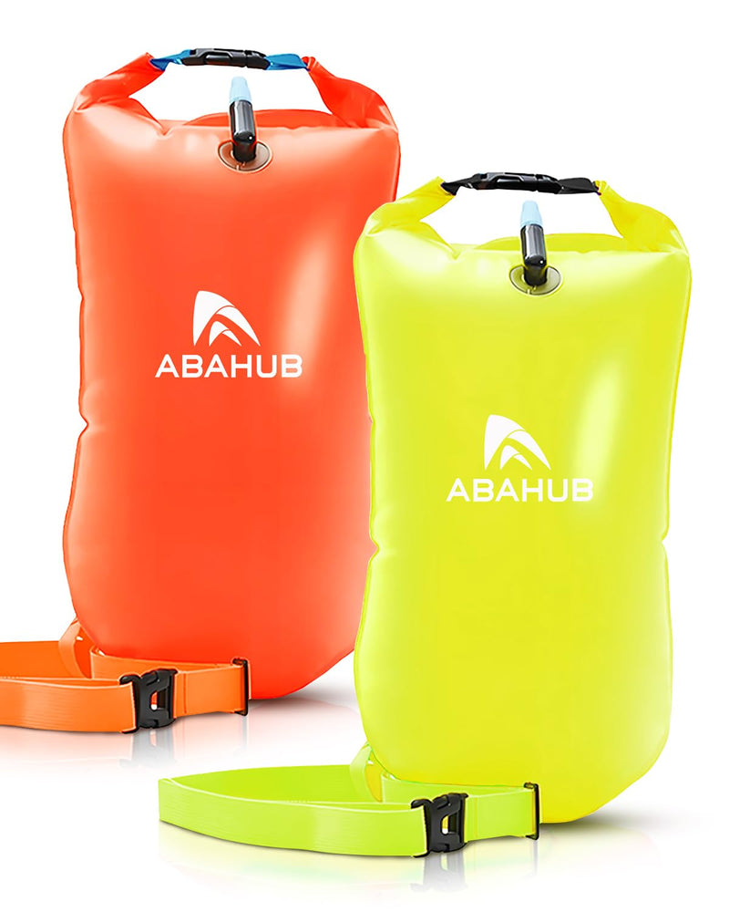 Abahub Swim Bubble Safety Tow Float Achieve Be Bright, Be Seen, Be Safer for Open Water Swimmers and Triathletes During Outdoor Swimming High Visibility Buoy Orangegreen 15L - BeesActive Australia