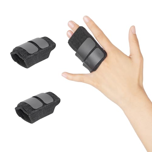 Adjustable Trigger Finger Splint with Metal Support Bar, Finger Stabilizer Brace, Straightening Support for Sprain Injury Arthritis Pain Relief, Fit All Fingers (2) 2