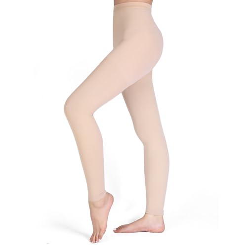 Medical Compression Tights Women, 20-30 mmHg Graduated Compression Pantyhose for Men, Footless Compression Stockings, High Waist Compression Leggings for Varicose Veins, Edema, Swelling 4X-Large Beige