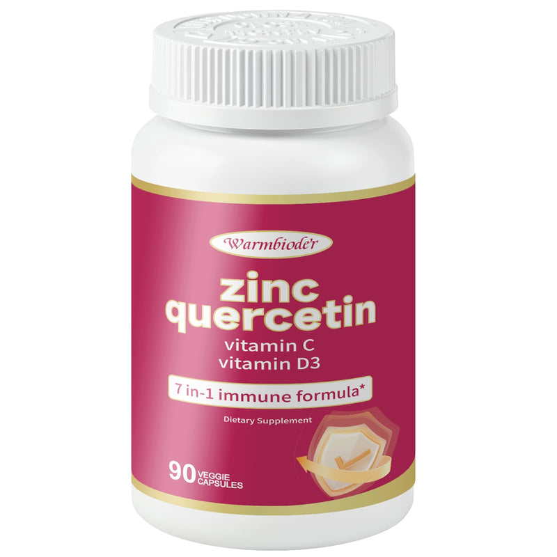 Quercetin with Vitamin C and Zinc,Support Immune| 90 Capsules | Quercetin 500mg, Vitamin C 500mg, Zinc 50mg (Picolinate, Citrate, Glycinate, Gluconate)