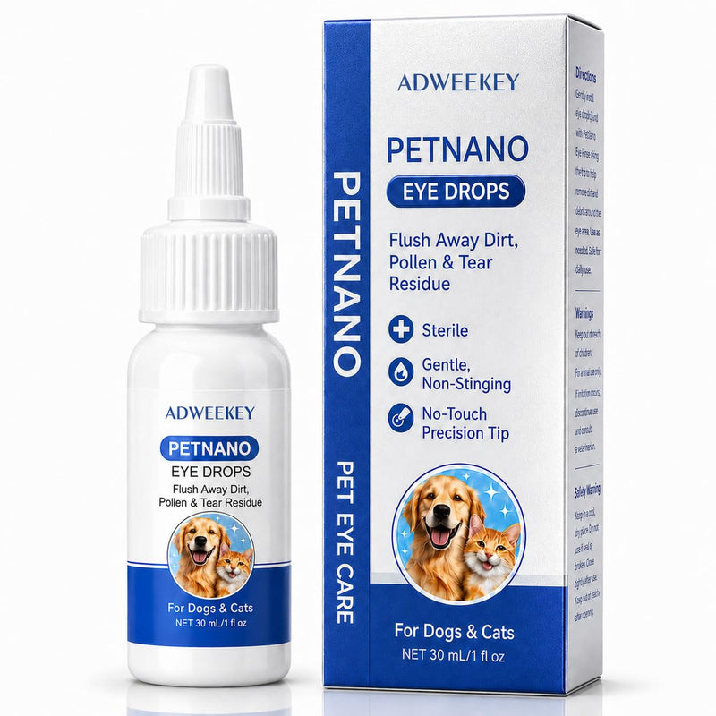 PetNano Eye Drops for Dogs & Cats, Sterile Pet Eye Rinse for Tear Stains & Eye Discharge, Gentle Non-Stinging Eye Wash with Taurine & Lutein, No-Touch Tip,30 mL (1 fl oz) | Gentle, Sterile, Non-Stinging Eye Care