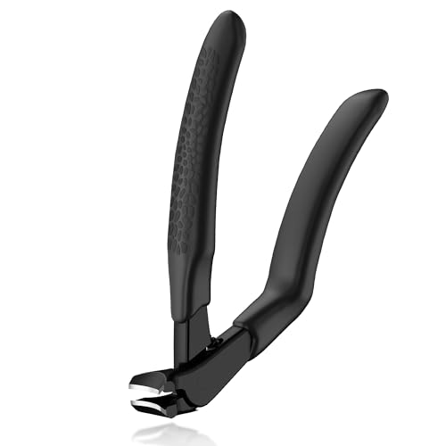 ZIZZON Ergonomic Non-Slip Long Handle Nail Clippers for Seniors – Angled Head with Wide Jaw, Built in Catcher for Thick Toenails and Fingernails