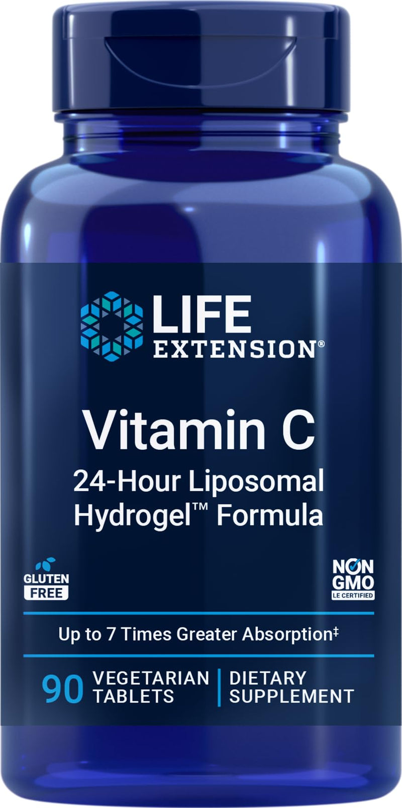 Life Extension Vitamin C 24-Hour Liposomal Hydrogel Formula, 90 Vegetarian Tablets