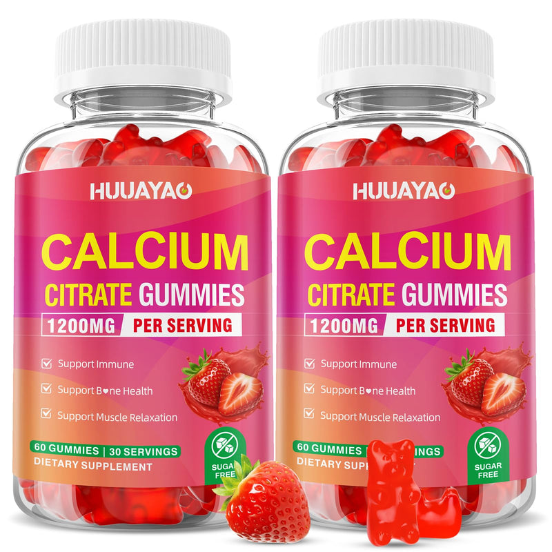 Calcium Citrate Gummies 1200mg, Chewable Calcium Supplements for Women & Men, High Absorption Calcium Gummies for Bone, Muscle & Immune Support, Sugar Free, Strawberry Flavor 120 Count 120 Count (Pack of 1)