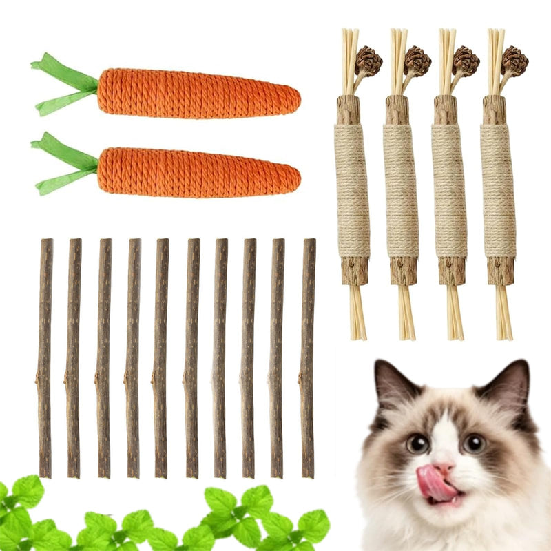 16 PCS Silvervine Sticks for Cats, Dental Chew Tools, Mood Relief for Indoor Cats, Cat Chew Sticks Set with Nice Materials