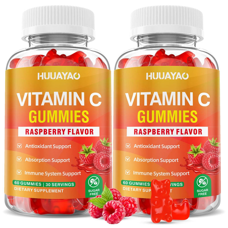 Vitamin C Gummies for Adults, Chewable Vitamin C Gummies for Antioxidant & Collagen Support, Vegan, Non-GMO, Sugar-Free, Raspberry Flavor, 120 Count 120 Count (Pack of 1)