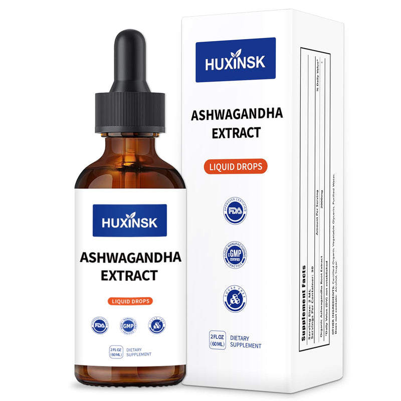 Ashwagandha Liquid Drops Extract | Certified Organic Withania Somnifera | Natural Stress Relief & Energy Support | Alcohol-Free, 60ml Adaptogen Tincture Ashwagandha