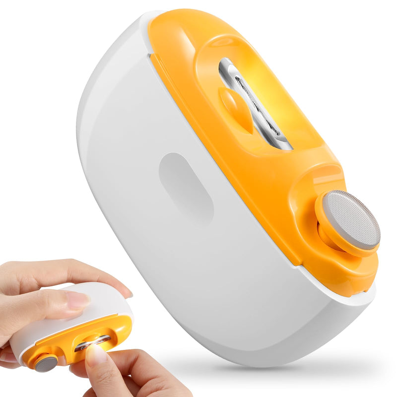 Electric Nail Clipper - 2 in 1 Smart Electric Nail Clippers for Seniors, Adults, Baby, Children, Polishing Clipper with LED Light, 2 Adjustable Speeds, USB Rechargeable Electric Nail Trimmer (White) White