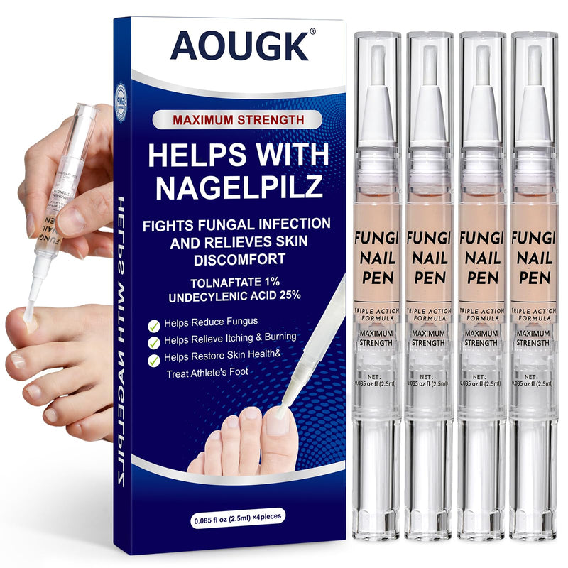 Toenail Fungus Treatment Extra Strength - with 25% Undecylenic Acid - Effective Nail Repair for Damaged Nails, Ingrown Nails & Discoloration - 4-Pack Twist Pen