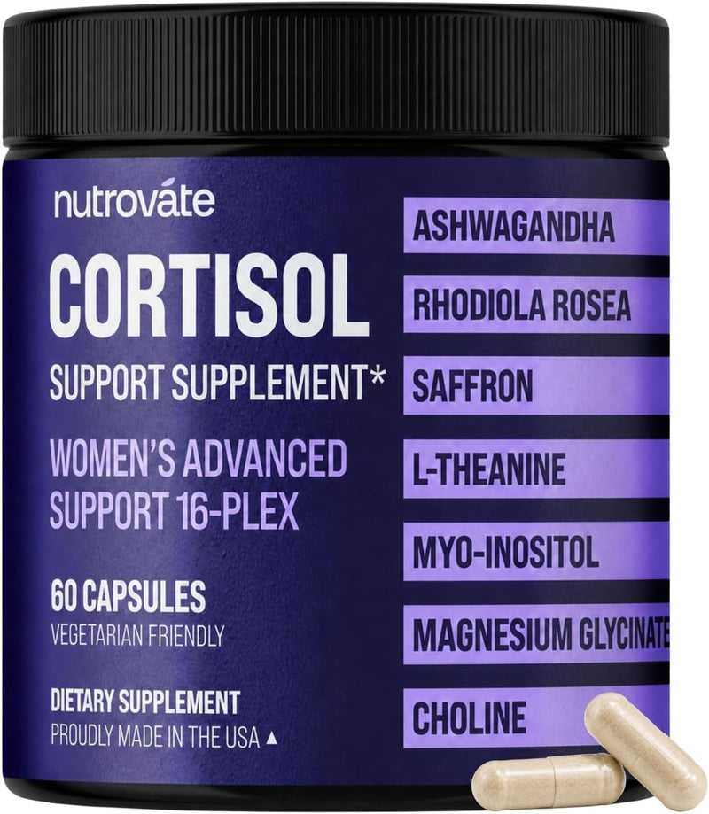 Cortisol Supplement for Women - Rhodiola Rosea, Ashwagandha, Saffron, Holy Basil, Magnesium Glycinate -Supports Sleep & Calm, Advanced Cortisol Reducer Support with Phosphatidylserine, Made in USA