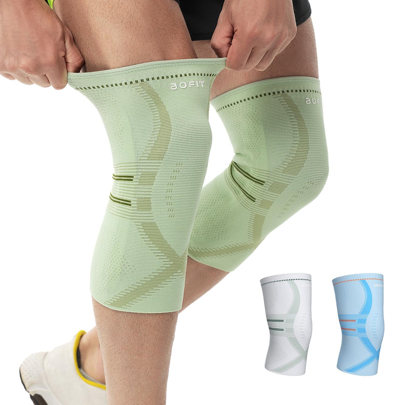 Compression Knee Brace for Women & Men, 2 Pack AOCELL Knee Sleeve Support for Knee Joint Pain Relief, ACL, Meniscus Tear, Arthritis - Breathable for Workout, Running, Gym, Sports, Fitness M Medium Sage