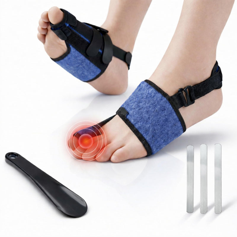 Broken Big Toe Splint Brace for Women Men, Big Toe Splint for Broken Toe with 3 Stainless Steel Plates, Adjustable Broken Toe Brace, Turf Toe Support, Detachable Heel Strap Buckle, Shoehorn Included, Blue Left Blue-Left - BeesActive Australia