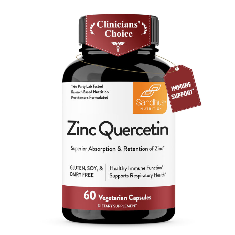 Zinc Quercetin Supplements 60 Vegetarian Capsules for Men & Women | Zink Supplement for Immune & Antioxidant Support cGMP Made in USA Pack of 1 By Sandhus 60 Count (Pack of 1)