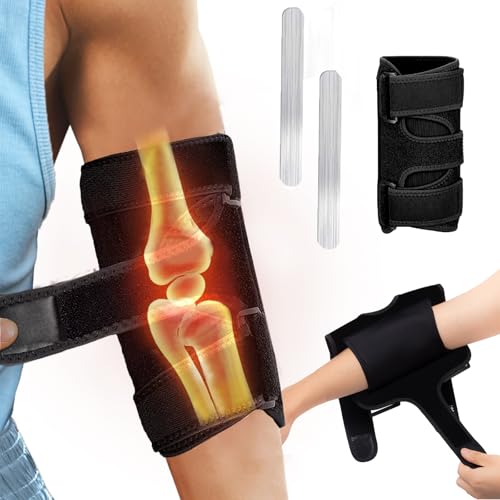 Elbow Brace for Cubital Tunnel Ulnar Nerve Support, Night Elbow Splint &Tennis Elbow Strap with Compression Sleeve,Adjustable Stabilizer Tendonitis Support for Women and Men One Size Black