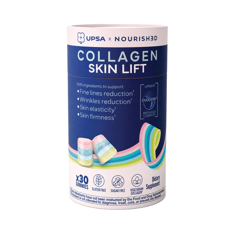 Upsa Nourished Collagen Skin Lift 30ct – Ovoderm® Egg Membrane Complex with Vitamin C, Zinc & Selenium – Sugar-Free Vegetarian Gummies – Plastic-Free Biodegradable Packaging