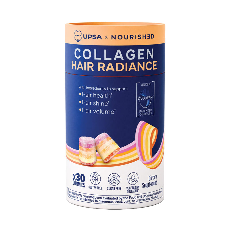 Upsa Nourished Collagen Hair Health 30 Count – Ovoderm® Egg Membrane Complex with Biotin, Zinc & Copper – for Healthy, Shiny & Fuller-Looking Hair – Sugar-Free Vegetarian Gummies
