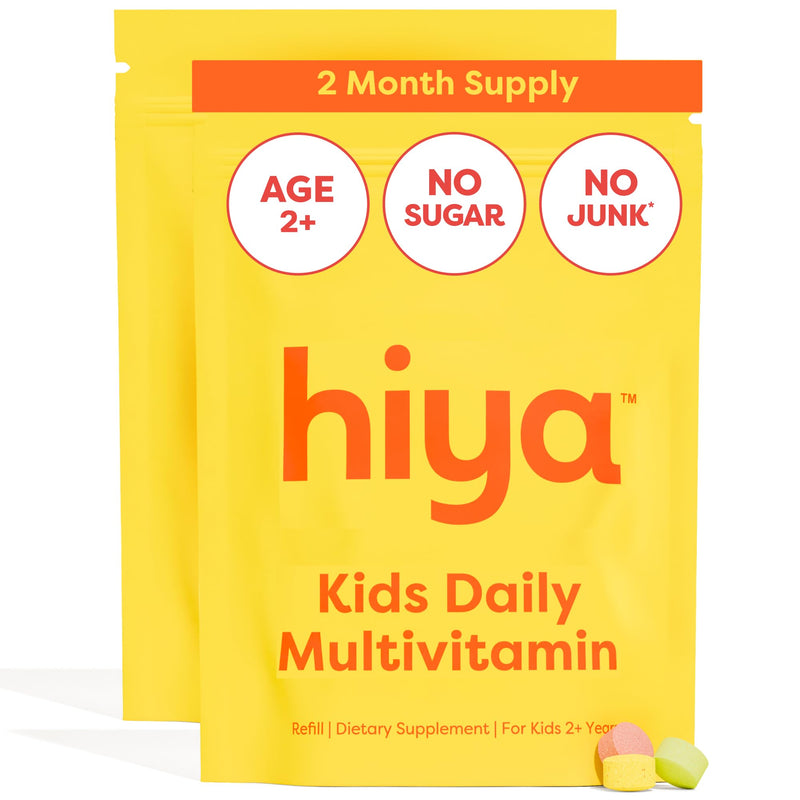 HIYA Kids Multivitamin Tablets, 60 Day Refill Supply for Toddlers & Kid | 15+ Essential Vitamins & Minerals with Fruits & Veggies for Ages 2+, Supports Growth, Development & Immune, 0g Sugar Fruit Multi-Flavor 30 Count (Pack of 2)