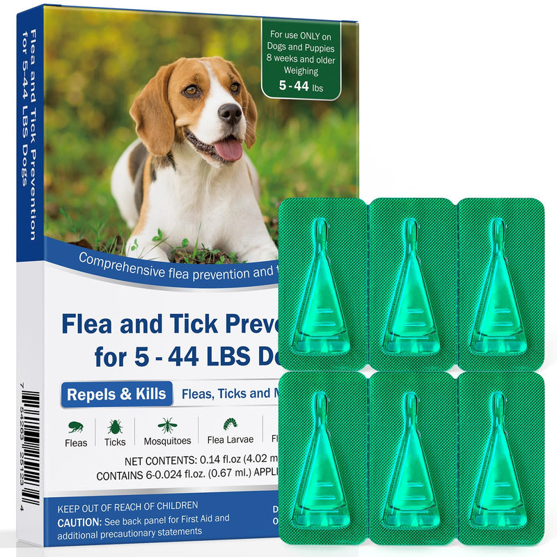 Flea and Tick Prevention for Dogs, Flea & Tick Control, Flea Drops for Small and Medium Dog (5-44 Ibs), Support for Skin & Coat Health, Fast Acting, for Dogs and Puppies 8 Weeks and Older Supplement
