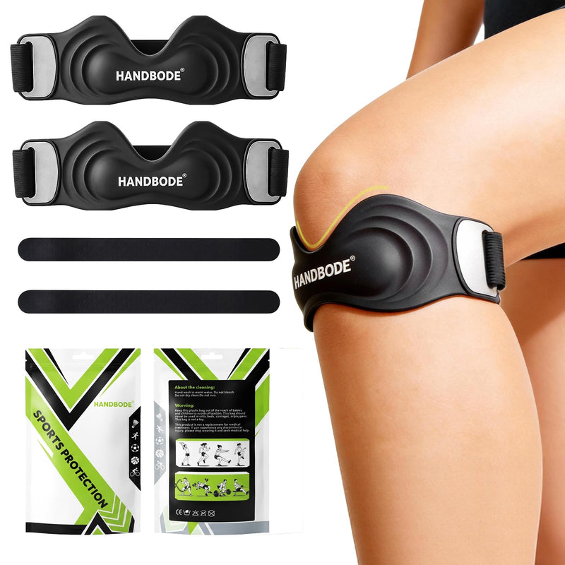 Patellar Tendon Support Strap, Silicone Knee Brace for men women, Adjustable Patella Band Support Pain Relief, Fit Hiking, Running, Basketball, Jumpers Knee, Osgood Schlatter, 2 Pack Black, 2 PCS Silicone Patella Straps - BeesActive Australia