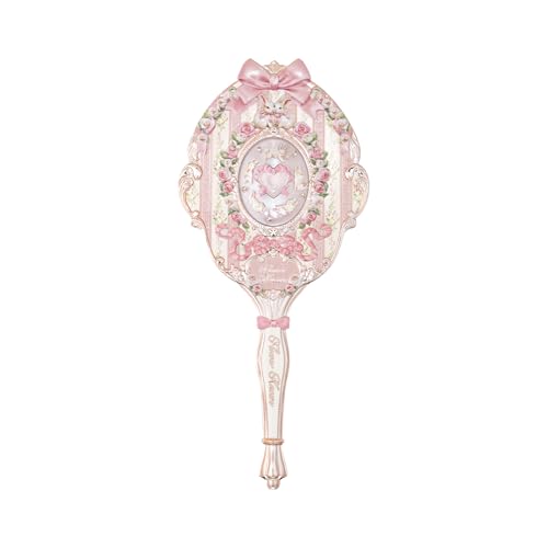Flower Knows Bunny Garden Hand Mirror, Pink Decorative Makeup Mirror Bunny Garden-rosette Pink 8.4"L x 4.2"W
