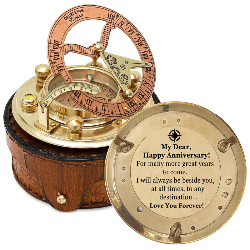 Anniversary Sundial Compass Gift for Him or Her Men Wedding Anniversary Unique Gift Ideas for Husband or Wife 10th 20th 30th 40th 50th Year Celebration (Anniversary #2) Anniversary #2
