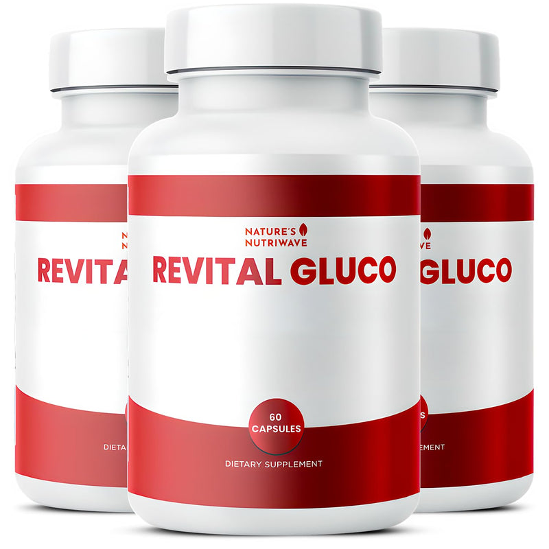 Revital Gluco – Vitamin C, E, Magnesium & Biotin – 60 Ct, 3 Month Supply | Also includes 10+ botanicals with Vitamin C, E, Magnesium, Biotin & Zinc | Non-GMO, Stimulant-Free | Daily capsule 60 Count (Pack of 3)
