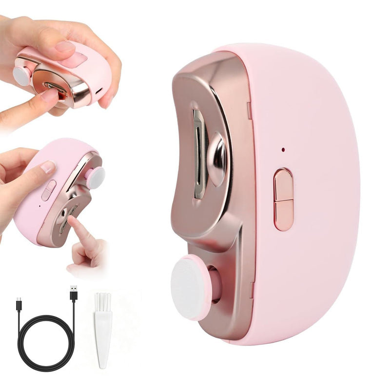 Electric Nail Clippers for Seniors,2026 New 3-in-1 Easyclip Smart Nail Clipper for Baby and Adults,Automatic Electric Nail Clipper with Polishing and LED Light,Suitable for Fingernail Toenails(Pink) Pink